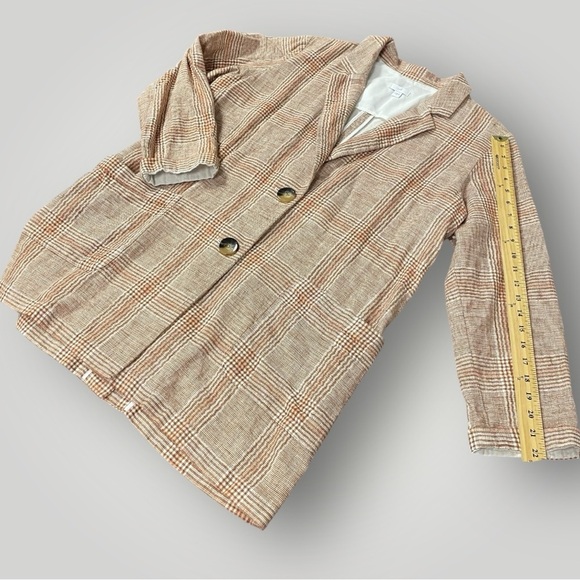 J.Jill Blazer Jacket Linen Blend Henna Plaid Lined Harper Sz M - Picture 9 of 13